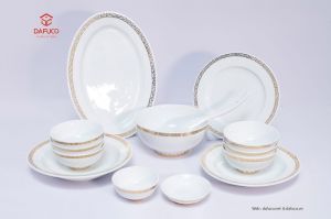 Bộ Đồ Ăn Sứ Cao Cấp vẽ Hoa Văn Triện